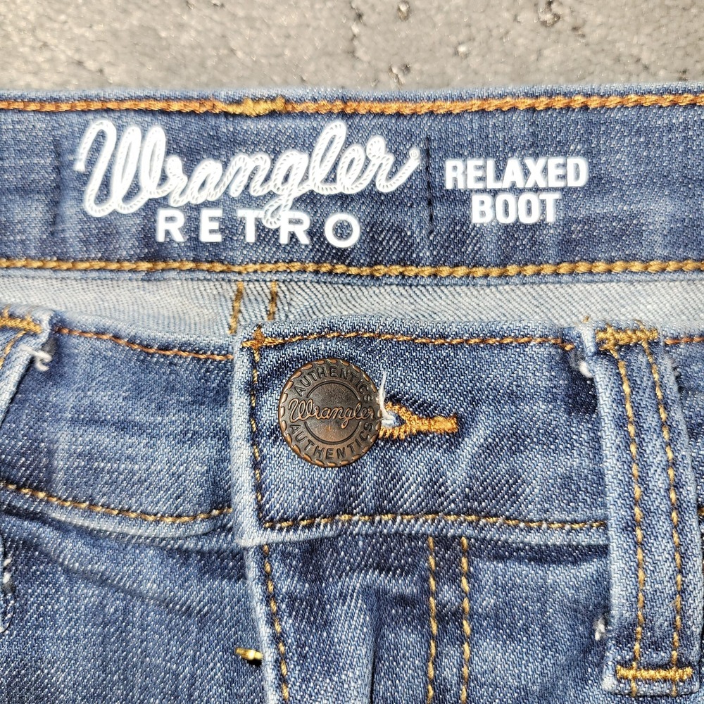 Wrangler Retro Jeans Boys 12 Blue Relaxed Boot Adjustable Waist Stretch Bootcut - Picture 5 of 7